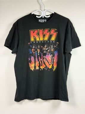 KISS Black "Destroyer" Graphic Band Tee - faded Black size Large
